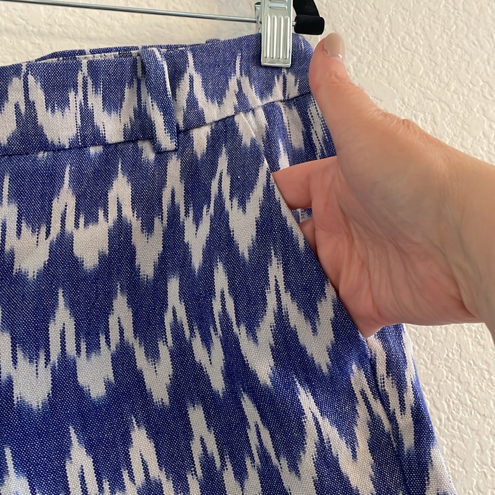 J. Crew High Waist Blue and White Chevron Shorts - Picture 6 of 6